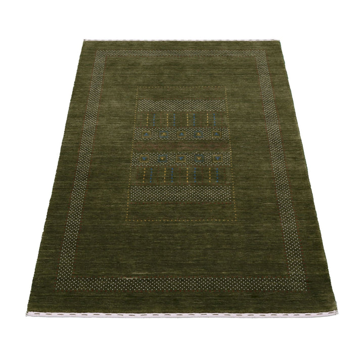 Ready to Ship Gabbeh Design Hand Loomed Green Wool Area Rug - The Rug Decor