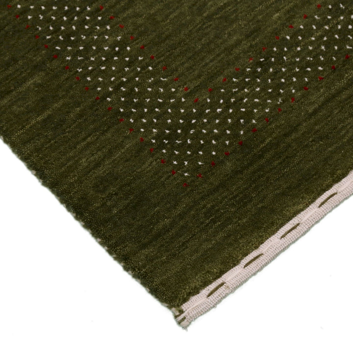 Ready to Ship Gabbeh Design Hand Loomed Green Wool Area Rug - The Rug Decor