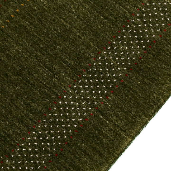 Ready to Ship Gabbeh Design Hand Loomed Green Wool Area Rug - The Rug Decor