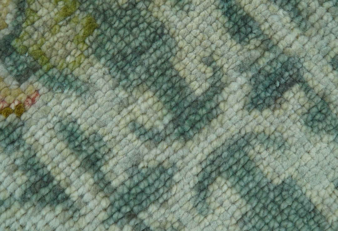 Ready to Ship Green And Gray 3x5 Traditional Hand Knotted Wool Rug - The Rug Decor