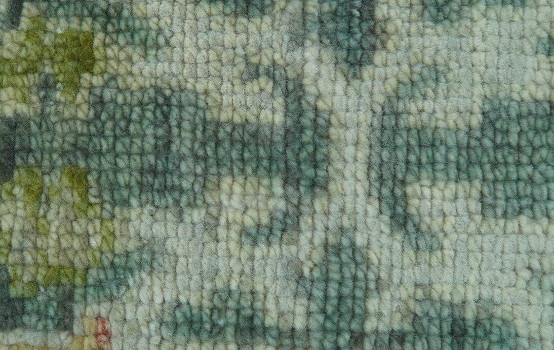 Ready to Ship Green And Gray 3x5 Traditional Hand Knotted Wool Rug - The Rug Decor