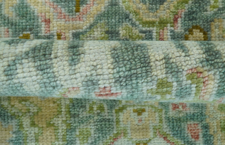 Ready to Ship Green And Gray 3x5 Traditional Hand Knotted Wool Rug - The Rug Decor