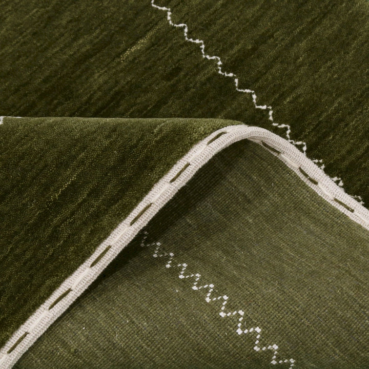 Ready to Ship Green Modern Design Hand Loomed Wool Area Rug - The Rug Decor