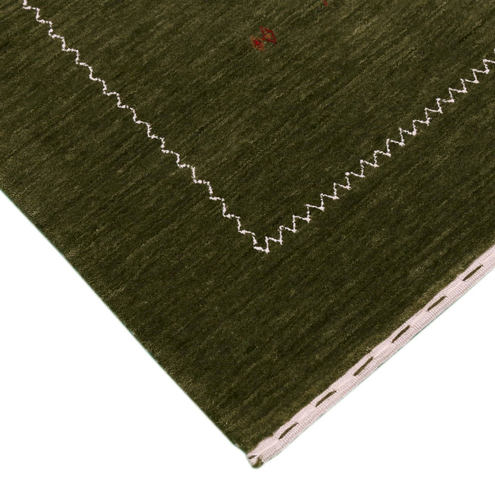 Ready to Ship Green Modern Design Hand Loomed Wool Area Rug - The Rug Decor