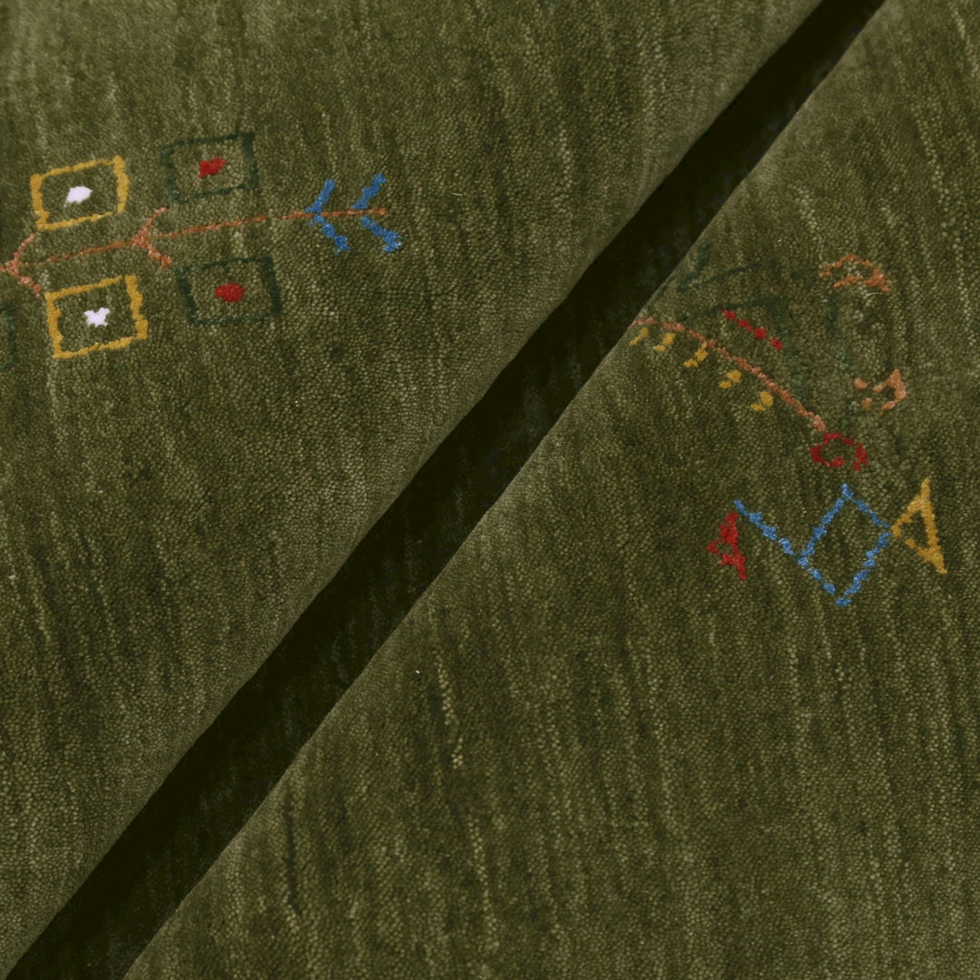 Ready to Ship Green Tribal Center Medallion Hand Loomed Wool Area Rug - The Rug Decor
