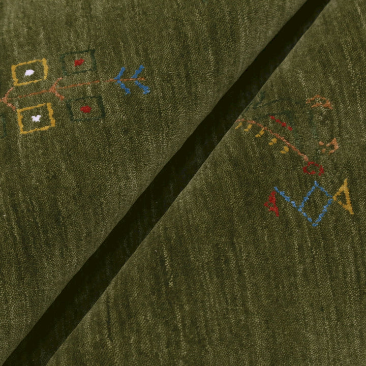 Ready to Ship Green Tribal Center Medallion Hand Loomed Wool Area Rug - The Rug Decor