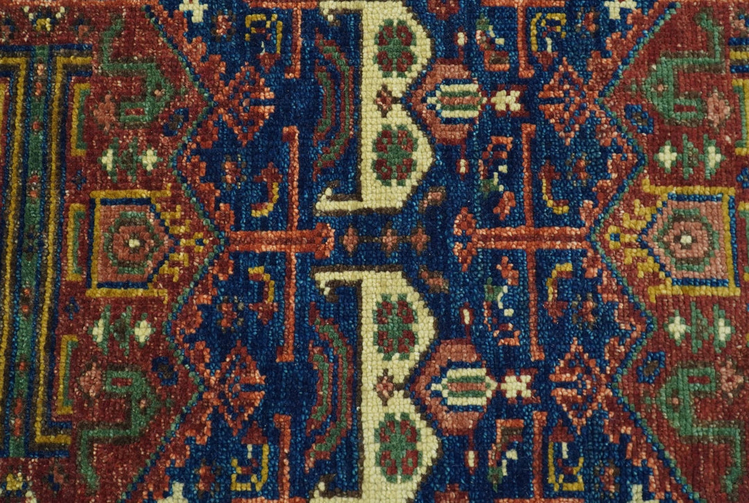 Ready to Ship Hand knotted 4x8 Traditional Antique Style Rust and Blue Area Rug - The Rug Decor