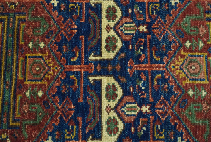 Ready to Ship Hand knotted 4x8 Traditional Antique Style Rust and Blue Area Rug - The Rug Decor