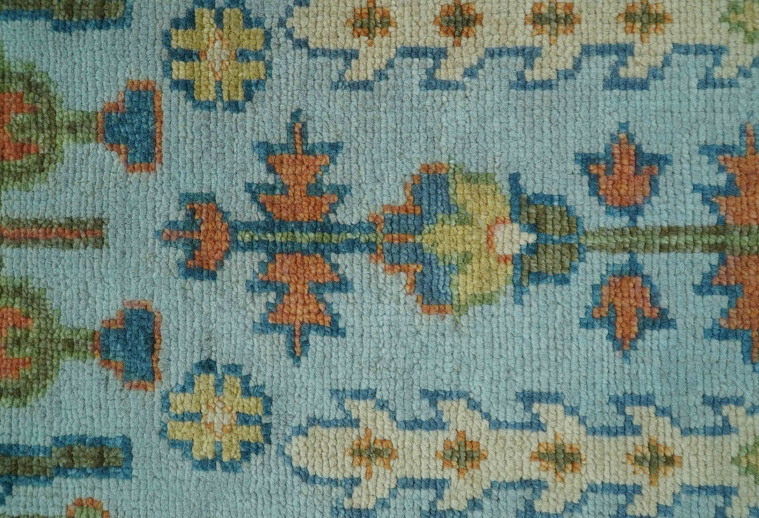 Ready to Ship Hand Knotted Tree of Life Blue And Rust 2.6x6 Design Wool Rug - The Rug Decor