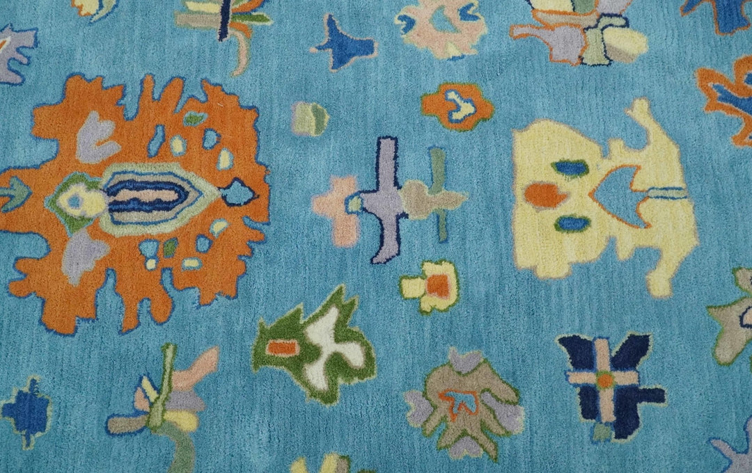 Ready to Ship Hand Tufted Blue and Ivory Modern Colorful Oushak Rug, Kids, Living Room Rug - The Rug Decor
