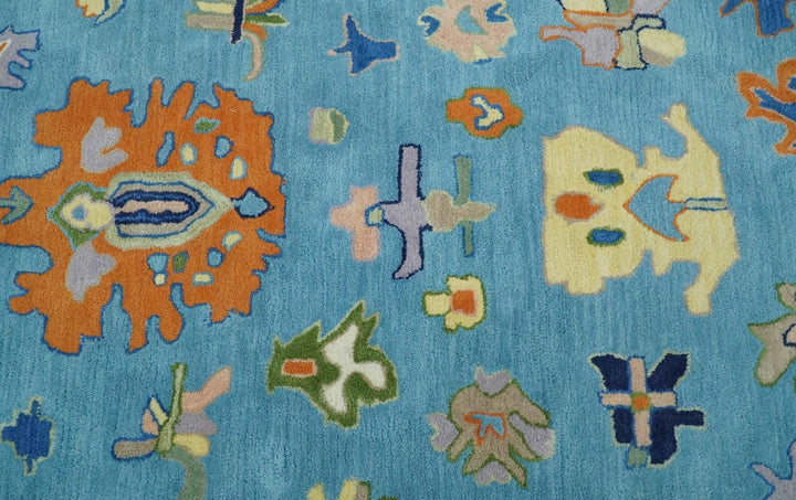 Ready to Ship Hand Tufted Blue and Ivory Modern Colorful Oushak Rug, Kids, Living Room Rug - The Rug Decor