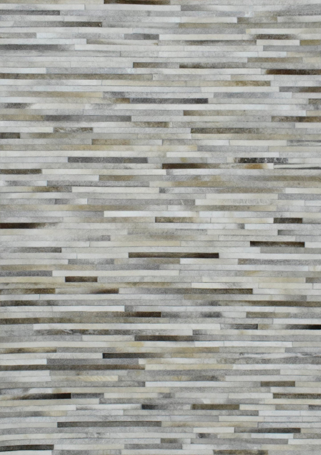 Ready to Ship Modern Stripe Beige And Silver Handmade 5x8 Leather Rug - The Rug Decor