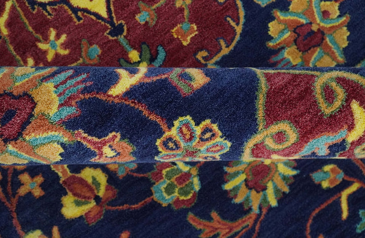 Ready to Ship Red And Blue Traditional Design Hand Tufted 6x9 Wool Rug - The Rug Decor