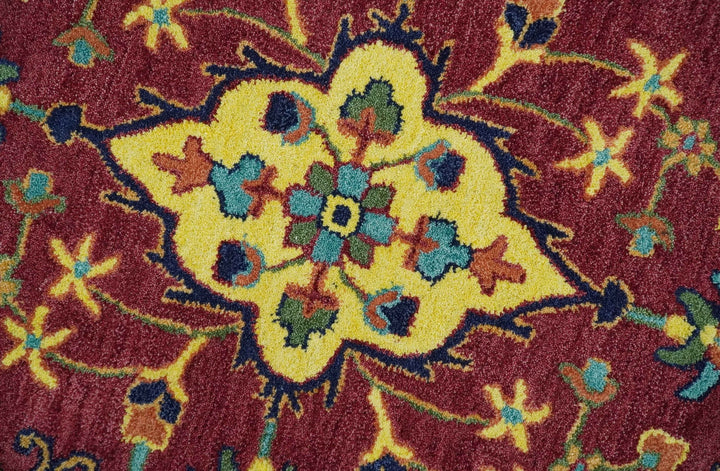 Ready to Ship Red And Blue Traditional Design Hand Tufted 6x9 Wool Rug - The Rug Decor