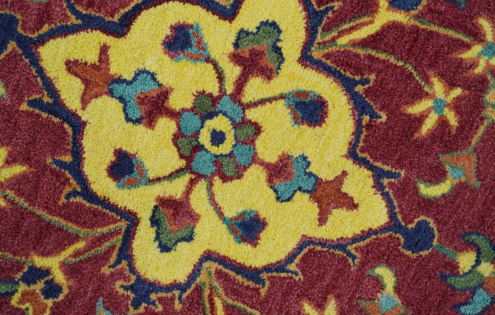 Ready to Ship Red And Blue Traditional Design Hand Tufted 8x10 Wool Rug - The Rug Decor
