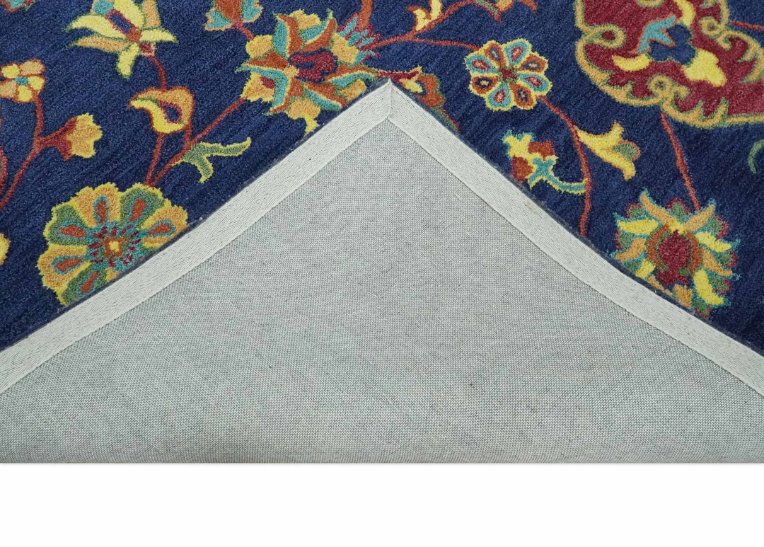 Ready to Ship Red And Blue Traditional Design Hand Tufted 8x10 Wool Rug - The Rug Decor