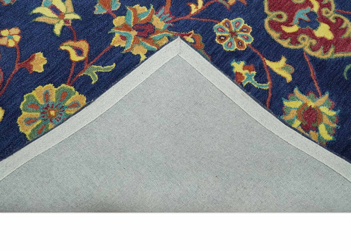 Ready to Ship Red And Blue Traditional Design Hand Tufted 8x10 Wool Rug - The Rug Decor