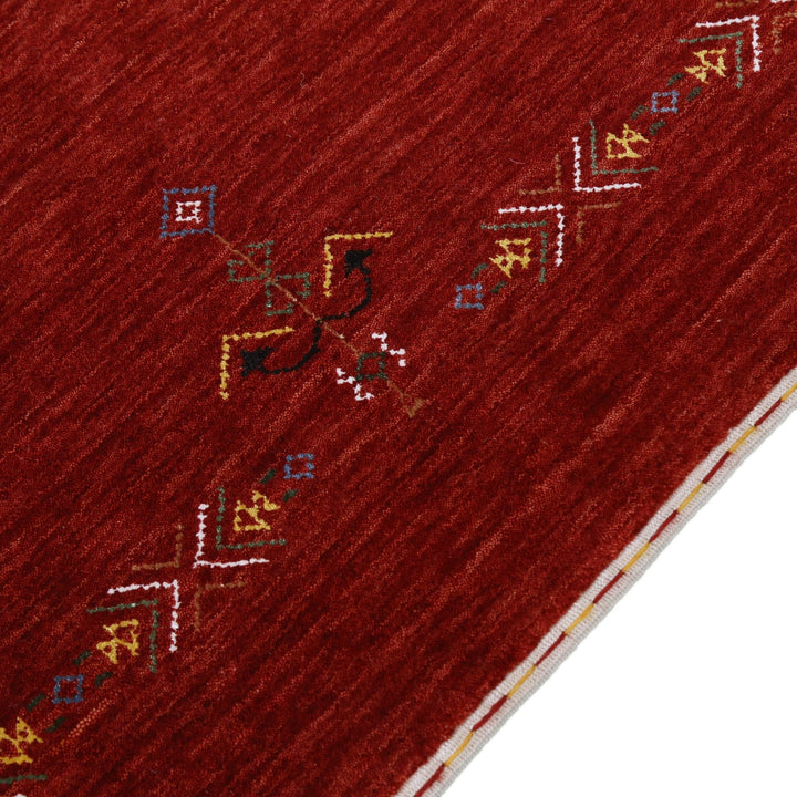 Ready to Ship Red Center Medallion Tribal Design Hand Loomed Wool Area Rug - The Rug Decor