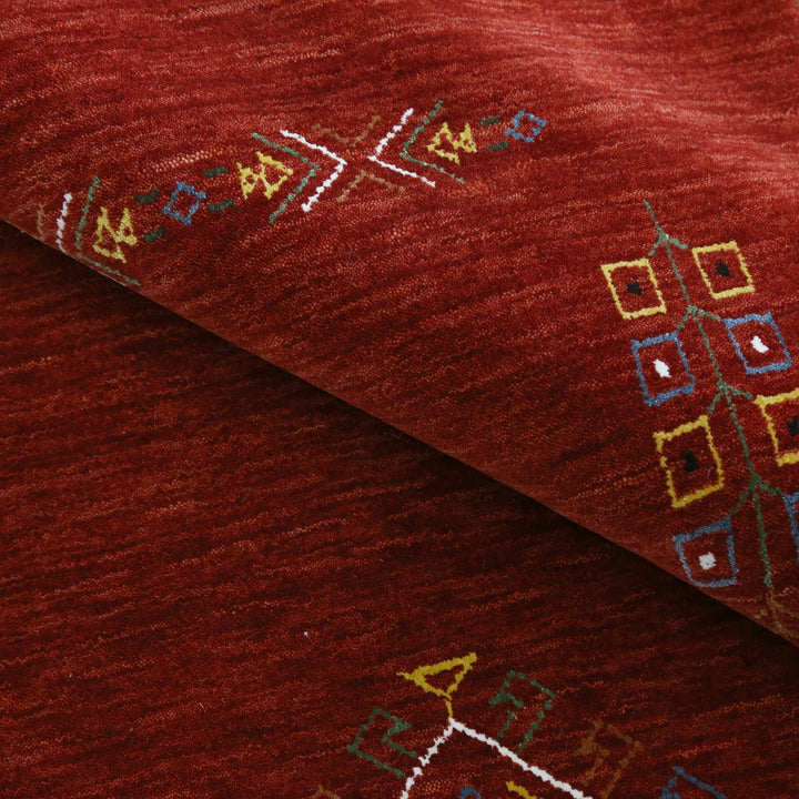Ready to Ship Red Center Medallion Tribal Design Hand Loomed Wool Area Rug - The Rug Decor