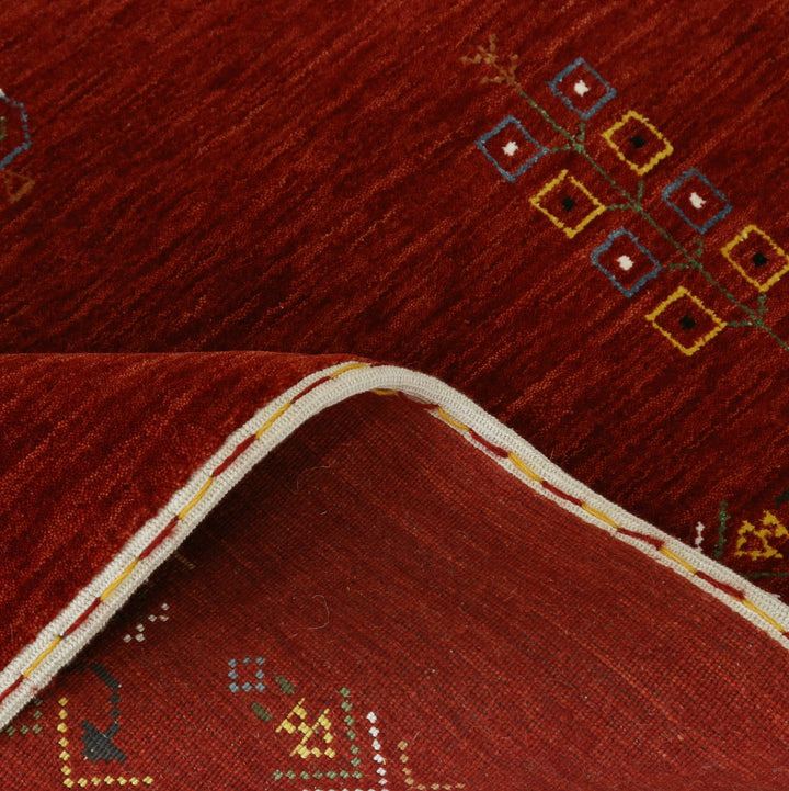 Ready to Ship Red Center Medallion Tribal Design Hand Loomed Wool Area Rug - The Rug Decor