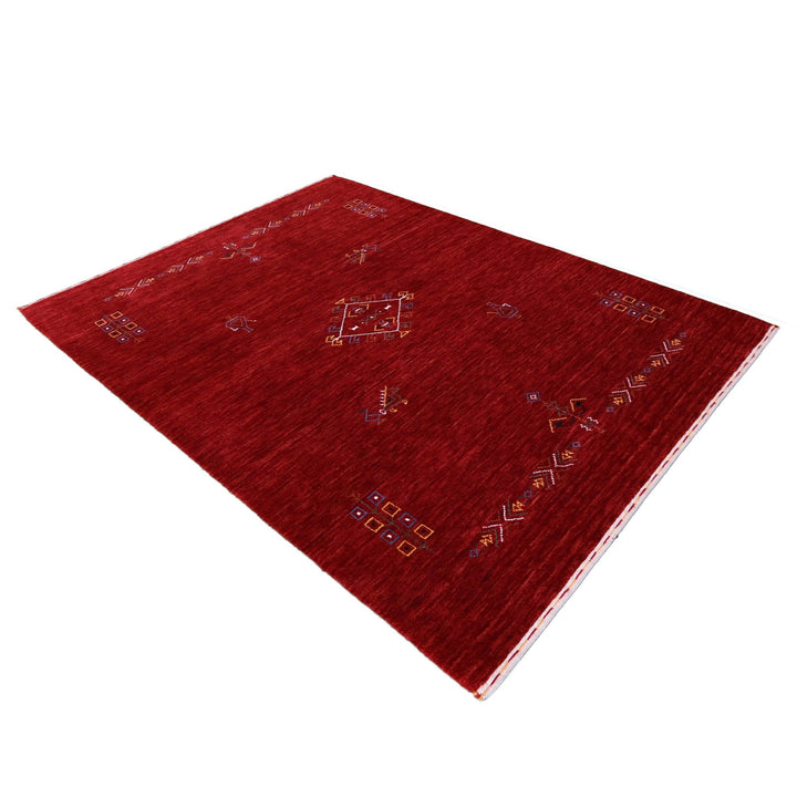 Ready to Ship Red Center Medallion Tribal Design Hand Loomed Wool Area Rug - The Rug Decor