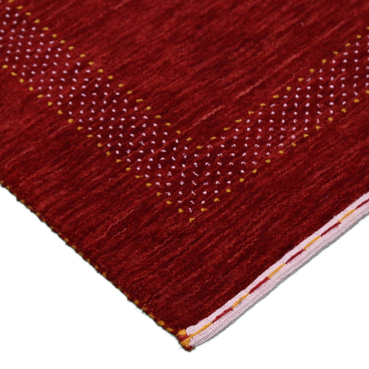 Ready to Ship Red Center Pattern Hand Loomed Wool Area Rug - The Rug Decor