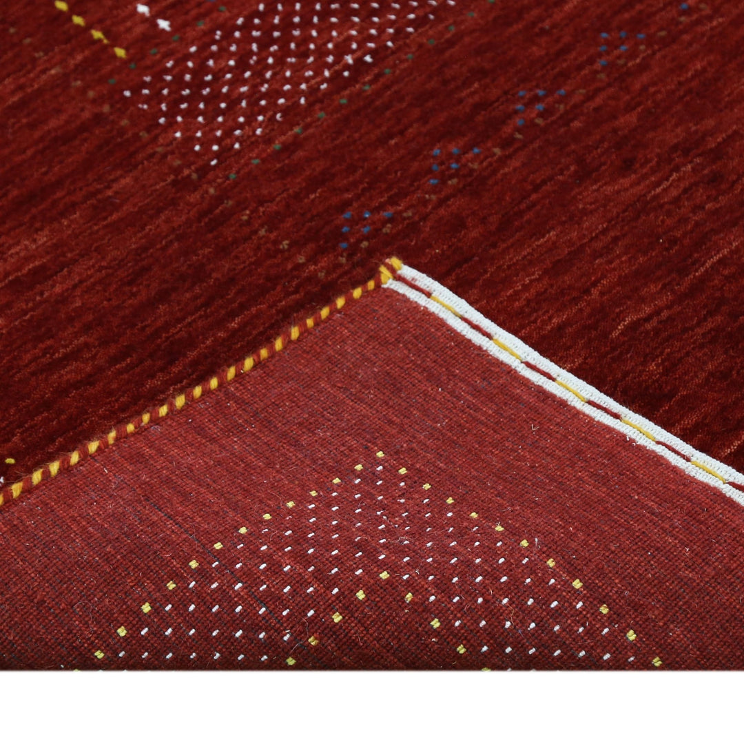 Ready to Ship Red Center Pattern Hand Loomed Wool Area Rug - The Rug Decor