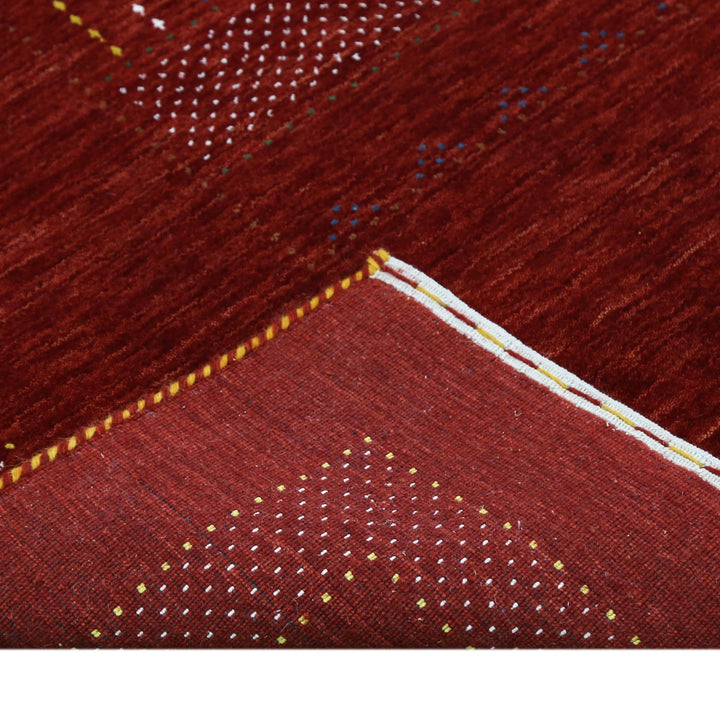 Ready to Ship Red Center Pattern Hand Loomed Wool Area Rug - The Rug Decor