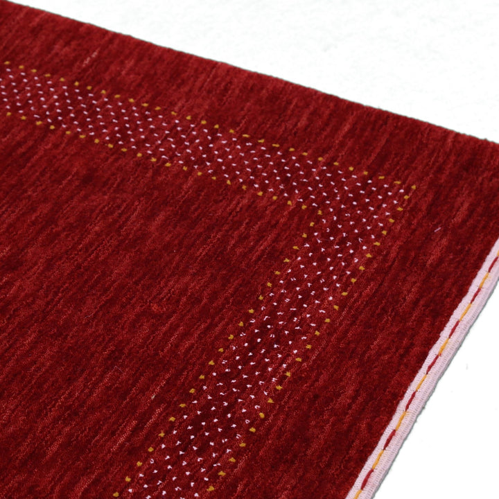 Ready to Ship Red Center Pattern Hand Loomed Wool Area Rug - The Rug Decor