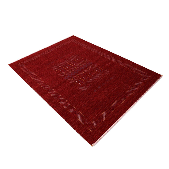 Ready to Ship Red Center Pattern Hand Loomed Wool Area Rug - The Rug Decor