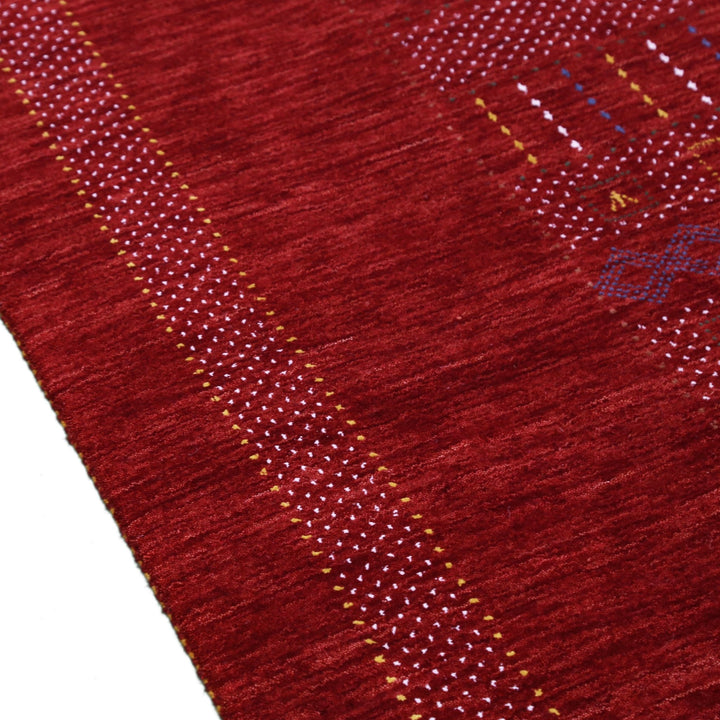 Ready to Ship Red Center Pattern Hand Loomed Wool Area Rug - The Rug Decor