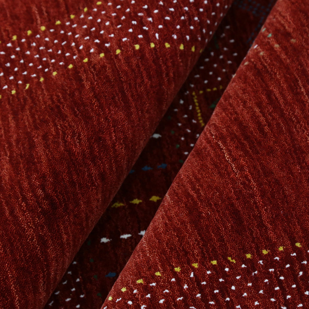 Ready to Ship Red Center Pattern Hand Loomed Wool Area Rug - The Rug Decor