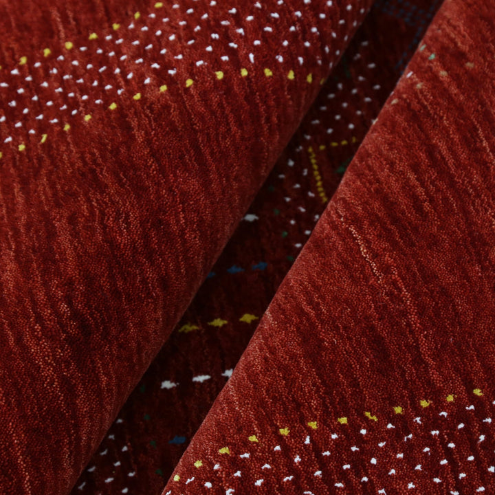Ready to Ship Red Center Pattern Hand Loomed Wool Area Rug - The Rug Decor