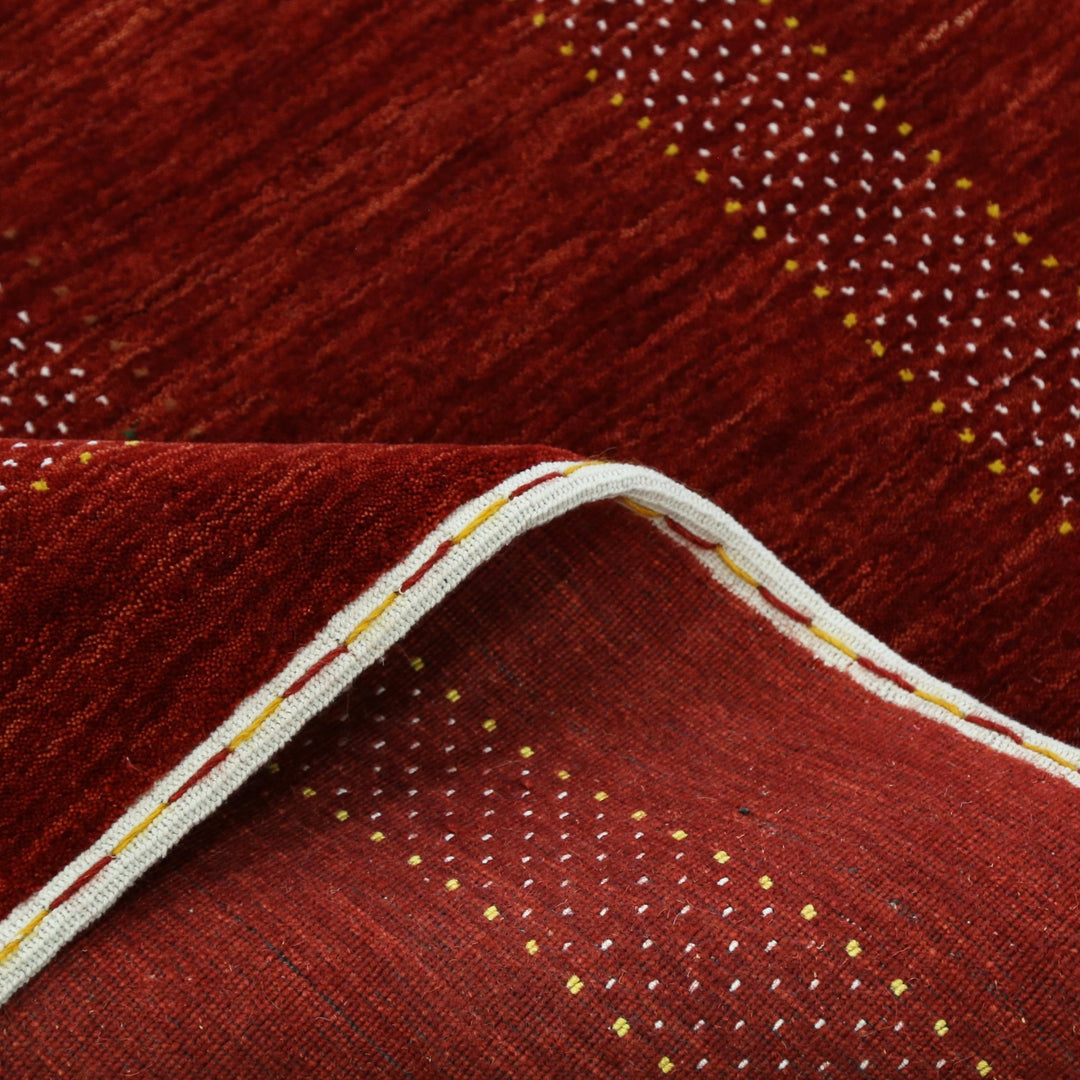 Ready to Ship Red Center Pattern Hand Loomed Wool Area Rug - The Rug Decor