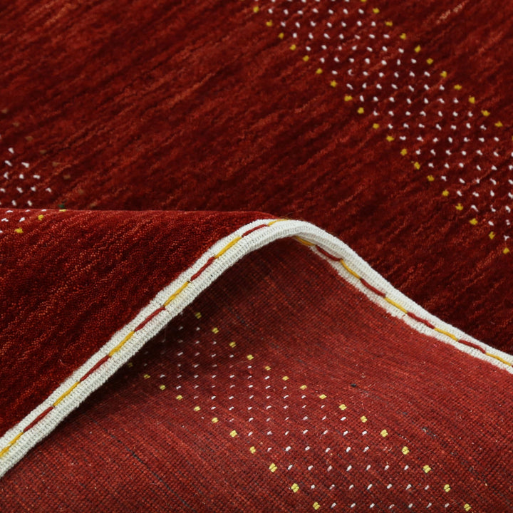 Ready to Ship Red Center Pattern Hand Loomed Wool Area Rug - The Rug Decor