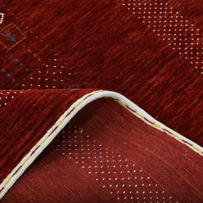 Ready to Ship Red Contemporary Center Design Hand Loomed Wool Area Rug - The Rug Decor