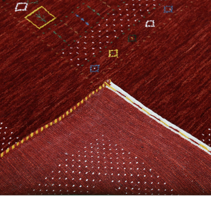 Ready to Ship Red Contemporary Center Design Hand Loomed Wool Area Rug - The Rug Decor