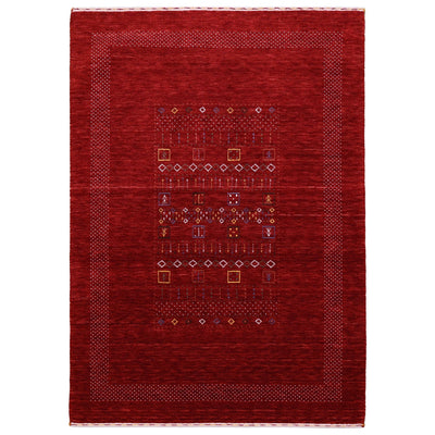 Ready to Ship Red Contemporary Center Design Hand Loomed Wool Area Rug - The Rug Decor