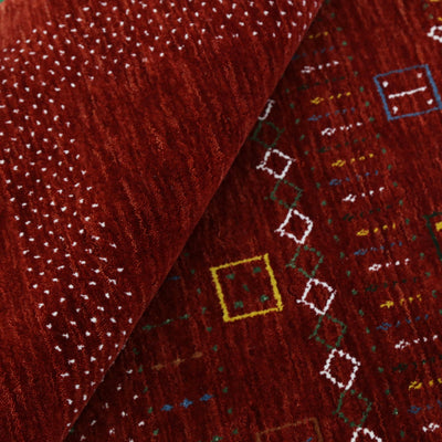 Ready to Ship Red Contemporary Center Design Hand Loomed Wool Area Rug - The Rug Decor