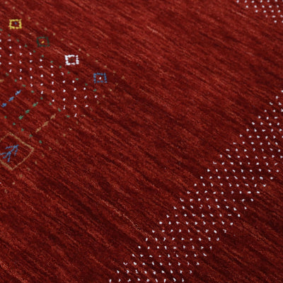 Ready to Ship Red Contemporary Center Design Hand Loomed Wool Area Rug - The Rug Decor