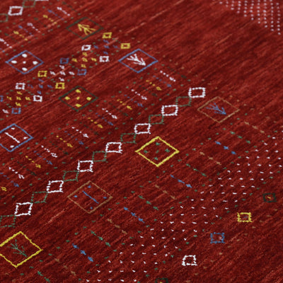 Ready to Ship Red Contemporary Center Design Hand Loomed Wool Area Rug - The Rug Decor