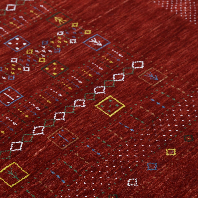 Ready to Ship Red Contemporary Center Design Hand Loomed Wool Area Rug - The Rug Decor
