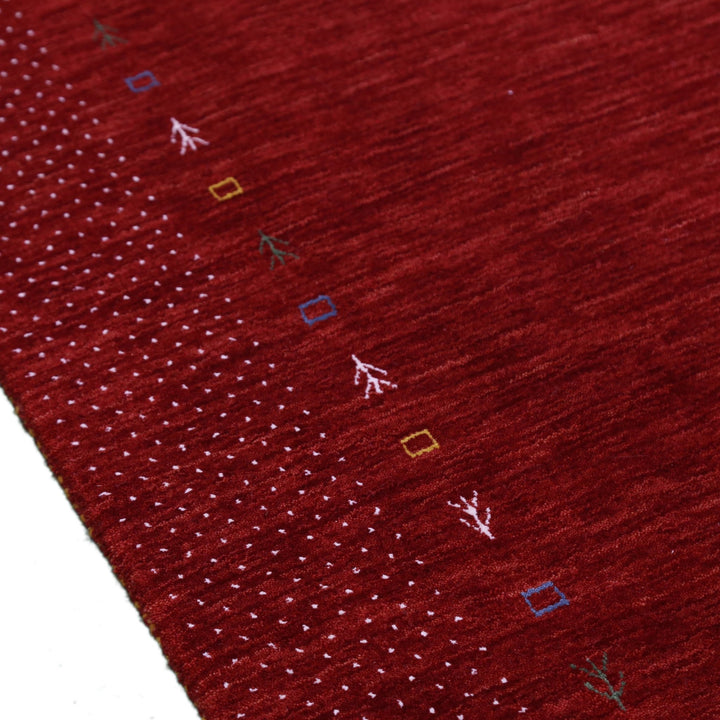 Ready to Ship Red Gabbeh Border Design Hand Loomed Wool Area Rug - The Rug Decor