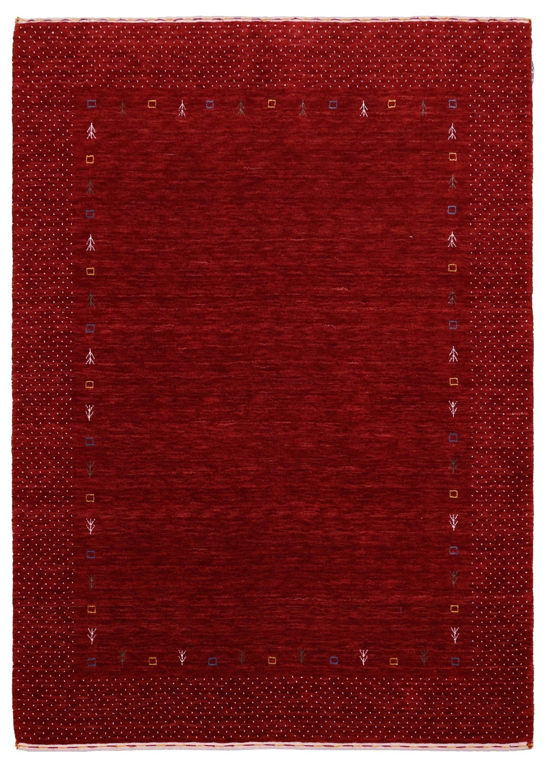 Ready to Ship Red Gabbeh Border Design Hand Loomed Wool Area Rug - The Rug Decor