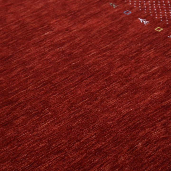 Ready to Ship Red Gabbeh Border Design Hand Loomed Wool Area Rug - The Rug Decor