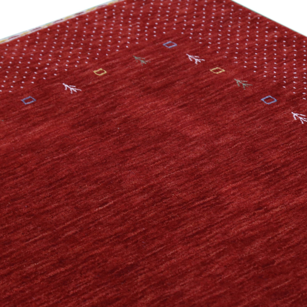 Ready to Ship Red Gabbeh Border Design Hand Loomed Wool Area Rug - The Rug Decor