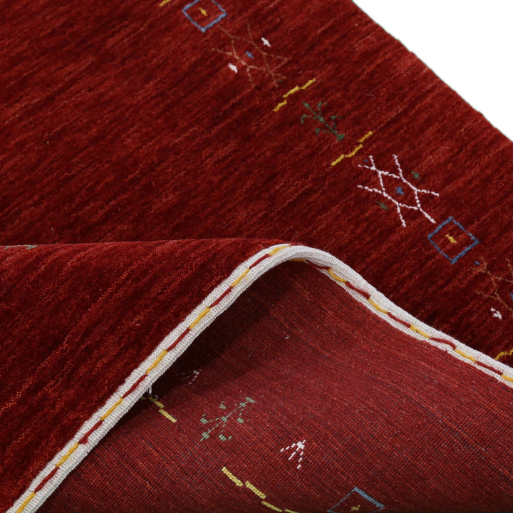 Ready to Ship Red Tribal Border Design Hand Loomed Wool Area Rug - The Rug Decor