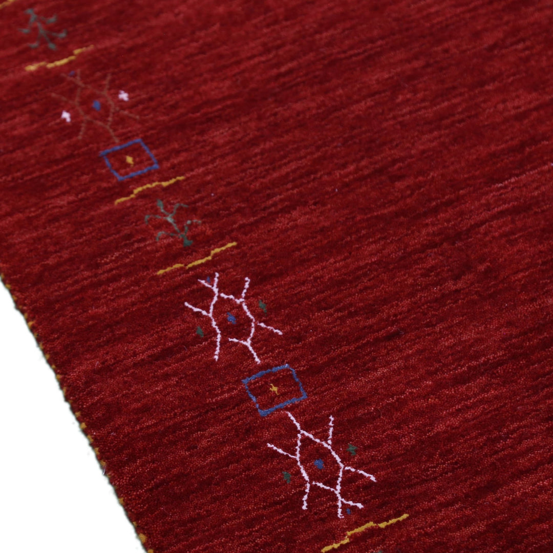 Ready to Ship Red Tribal Border Design Hand Loomed Wool Area Rug - The Rug Decor