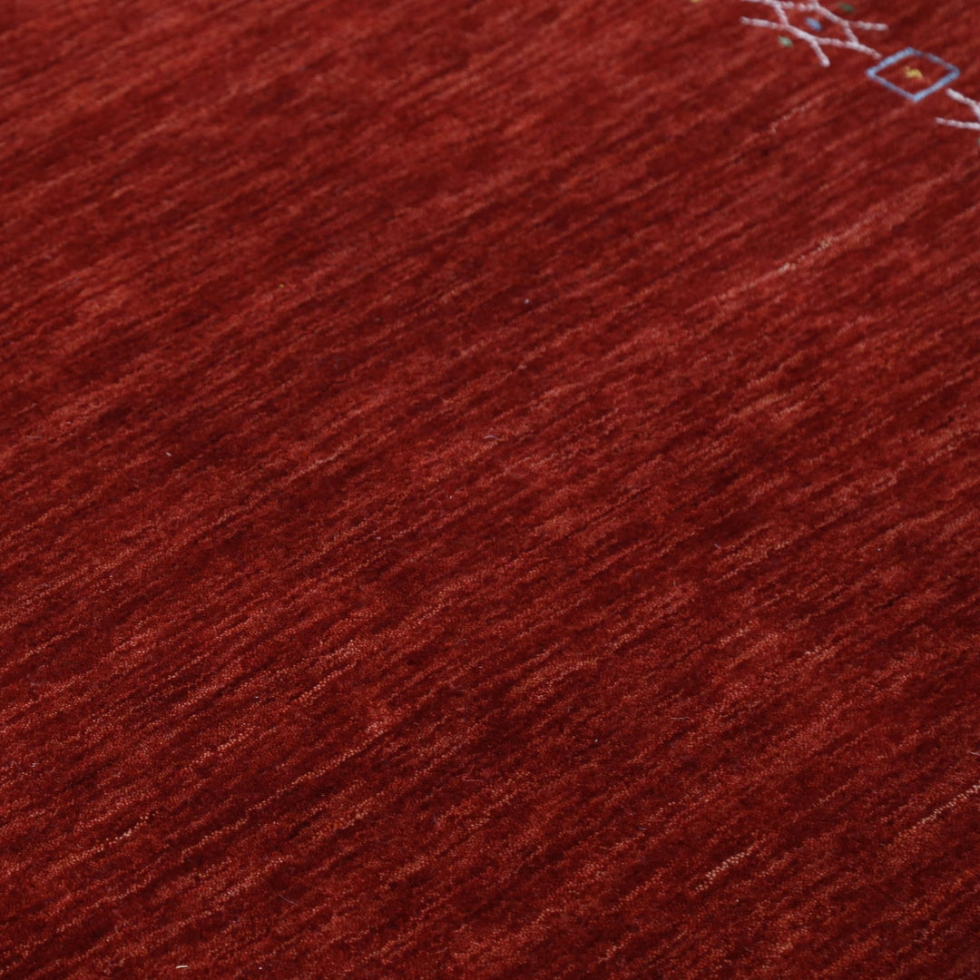 Ready to Ship Red Tribal Border Design Hand Loomed Wool Area Rug - The Rug Decor