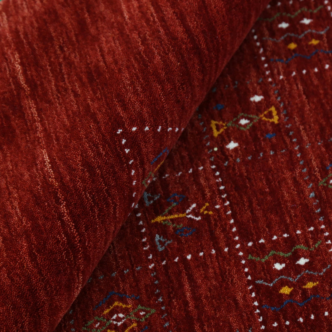 Ready to Ship Red Tribal Geometrical Design Wool Area Rug - The Rug Decor